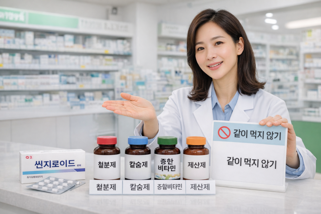 씬지로이드 복용 중 철분제 주의! 갑상선 약 효과 뚝 떨어뜨리는 의외의 영양제들 7가지 3 ChatGPT Image 2026년 3월 28일 오후 03 19 35