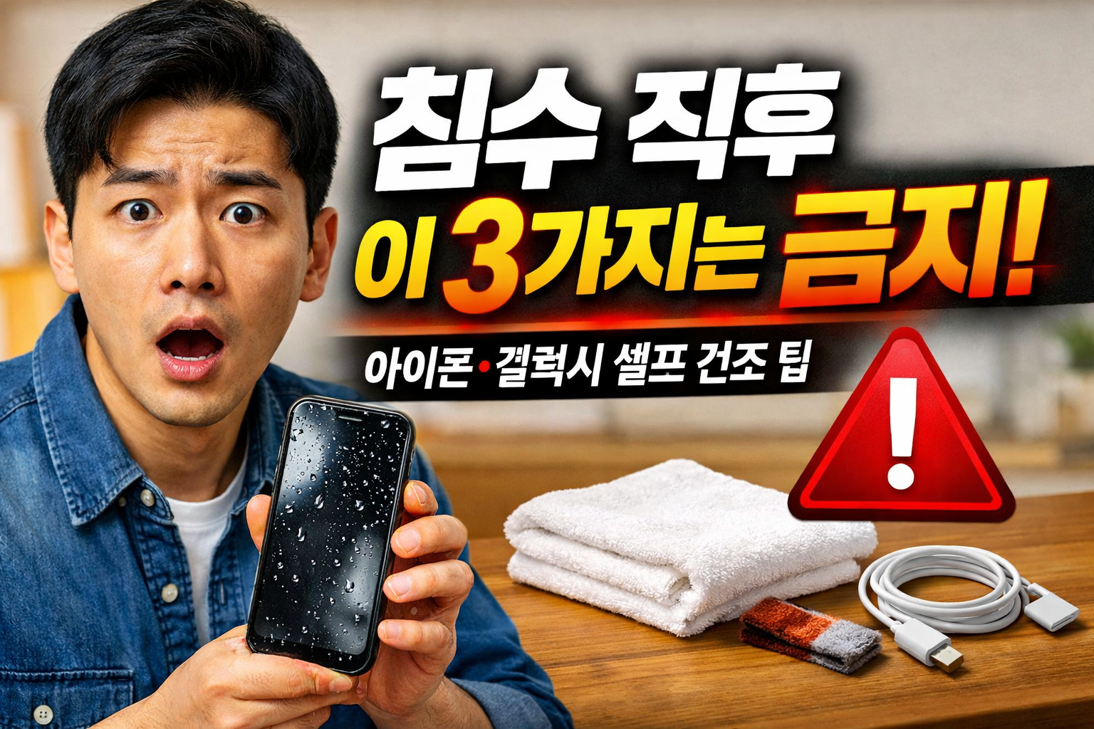 아이폰/갤럭시 침수 직후 절대 하면 안 되는 행동 3가지! 수리비 아끼는 셀프 건조 팁 총정리