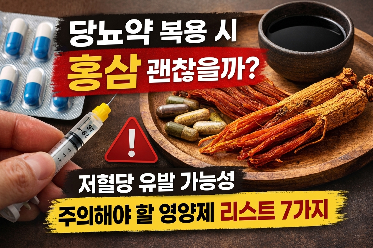 당뇨약 먹는 중 홍삼 괜찮을까? 저혈당 위험 높이는 영양제 병용 금기·주의 리스트 7가지