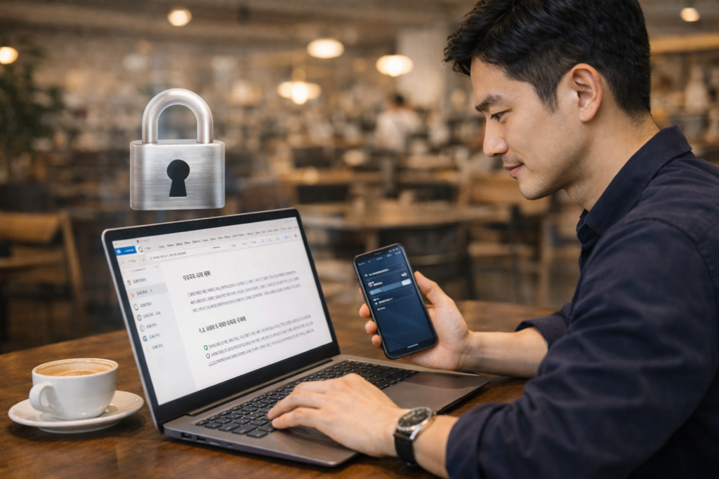 디지털 보안과 카페에서의 작업
