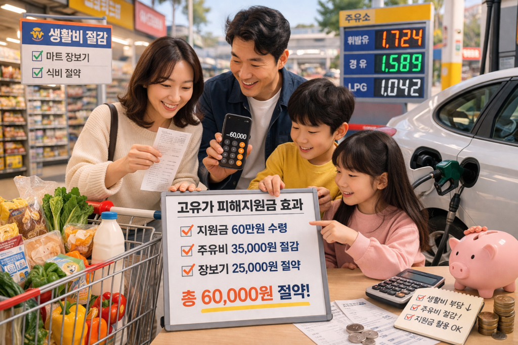 생활비 절약하는 행복한 가족