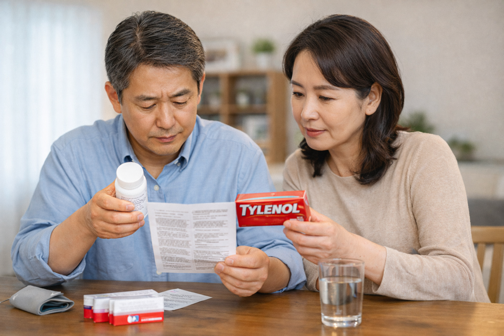 약과 정보지를 살펴보는 부부