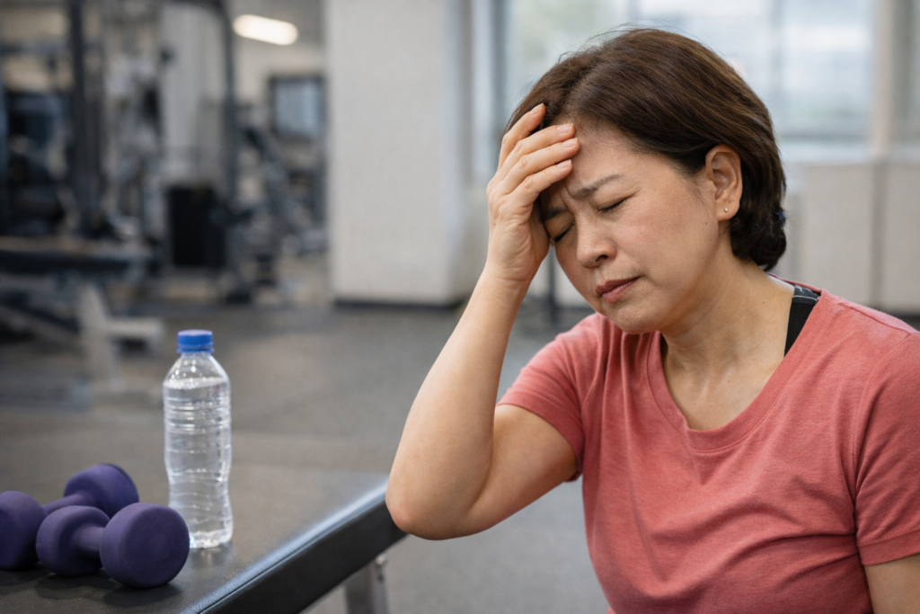 운동 후 잠시 휴식 중