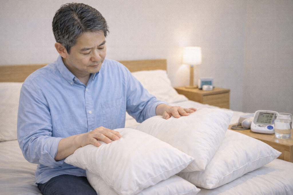 침대 위의 베개 비교하기