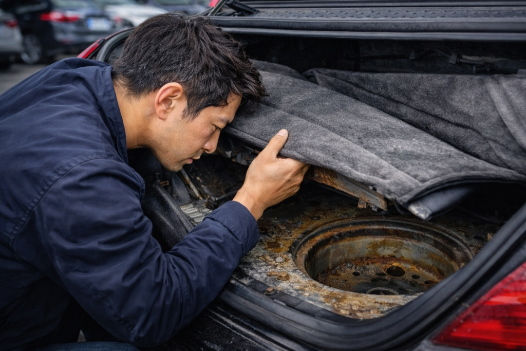 트렁크 점검하는 남성