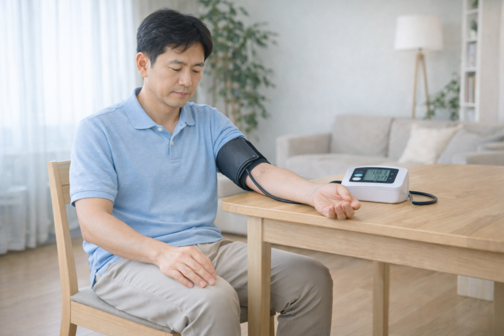 혈압을 측정하는 남성