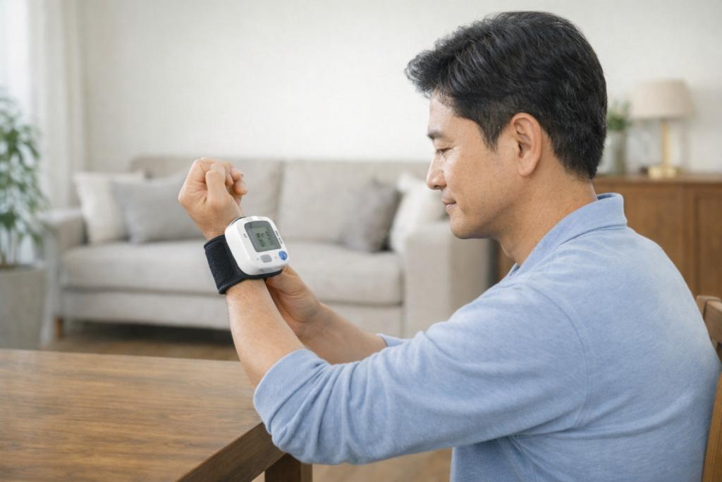 혈압 측정 중인 남성