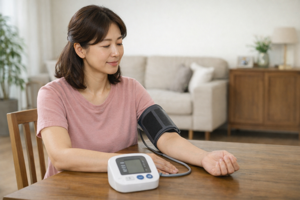 혈압 측정 중인 여성
