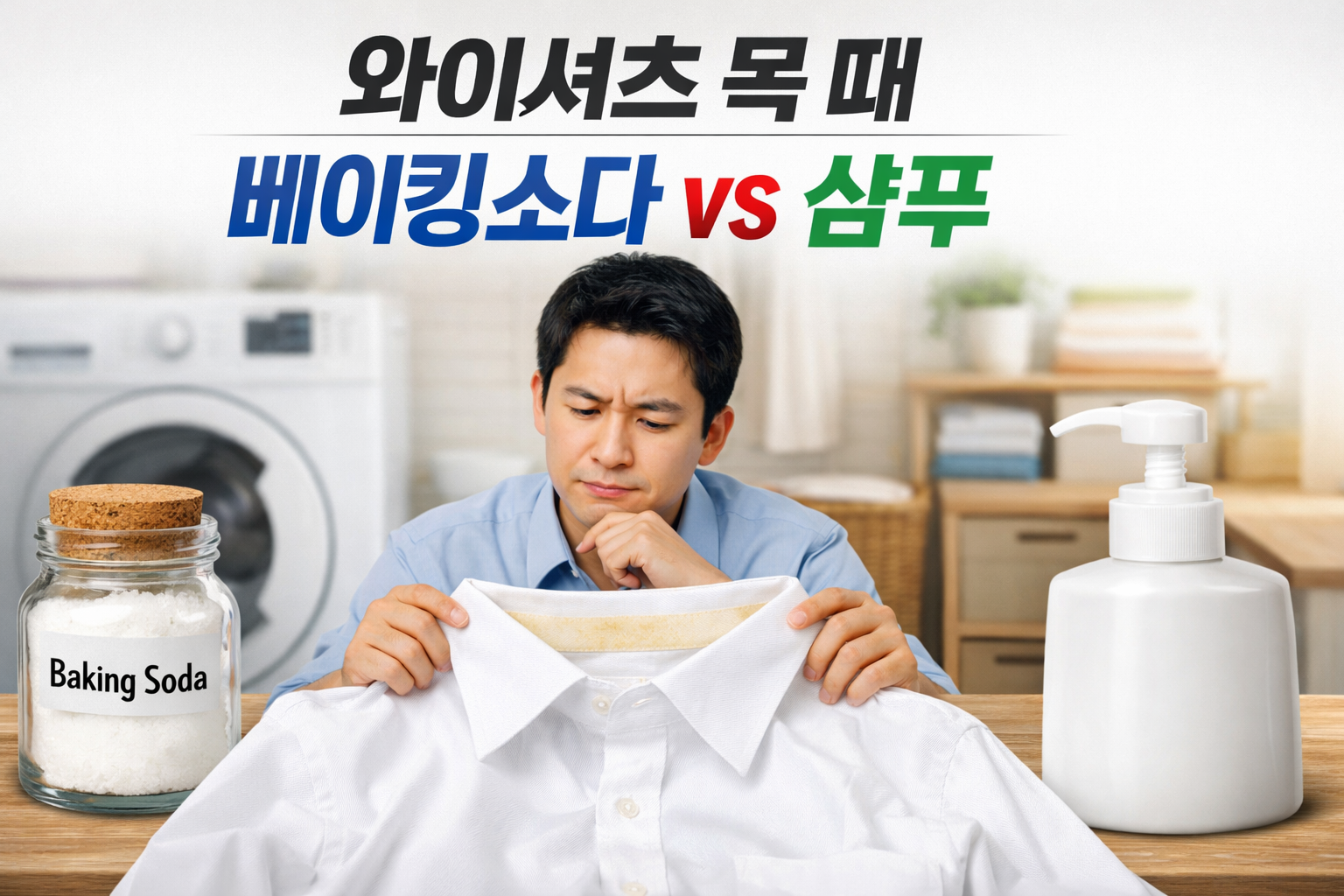 와이셔츠 목 때, 베이킹소다 vs 샴푸 세척력 대결! 더 잘 지워지는 진짜 1위는?