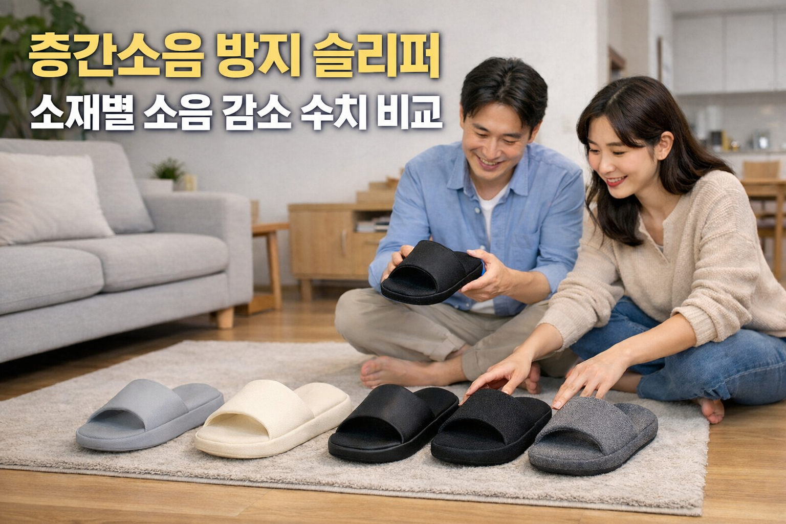 층간소음 걱정 끝! 슬리퍼 소재별 소음 감소 수치 4가지 비교