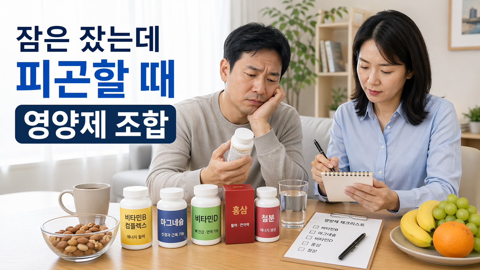 잠은 잤는데 피곤할 때 영양제 조합, 원인별로 이렇게 나누면 덜 헷갈립니다