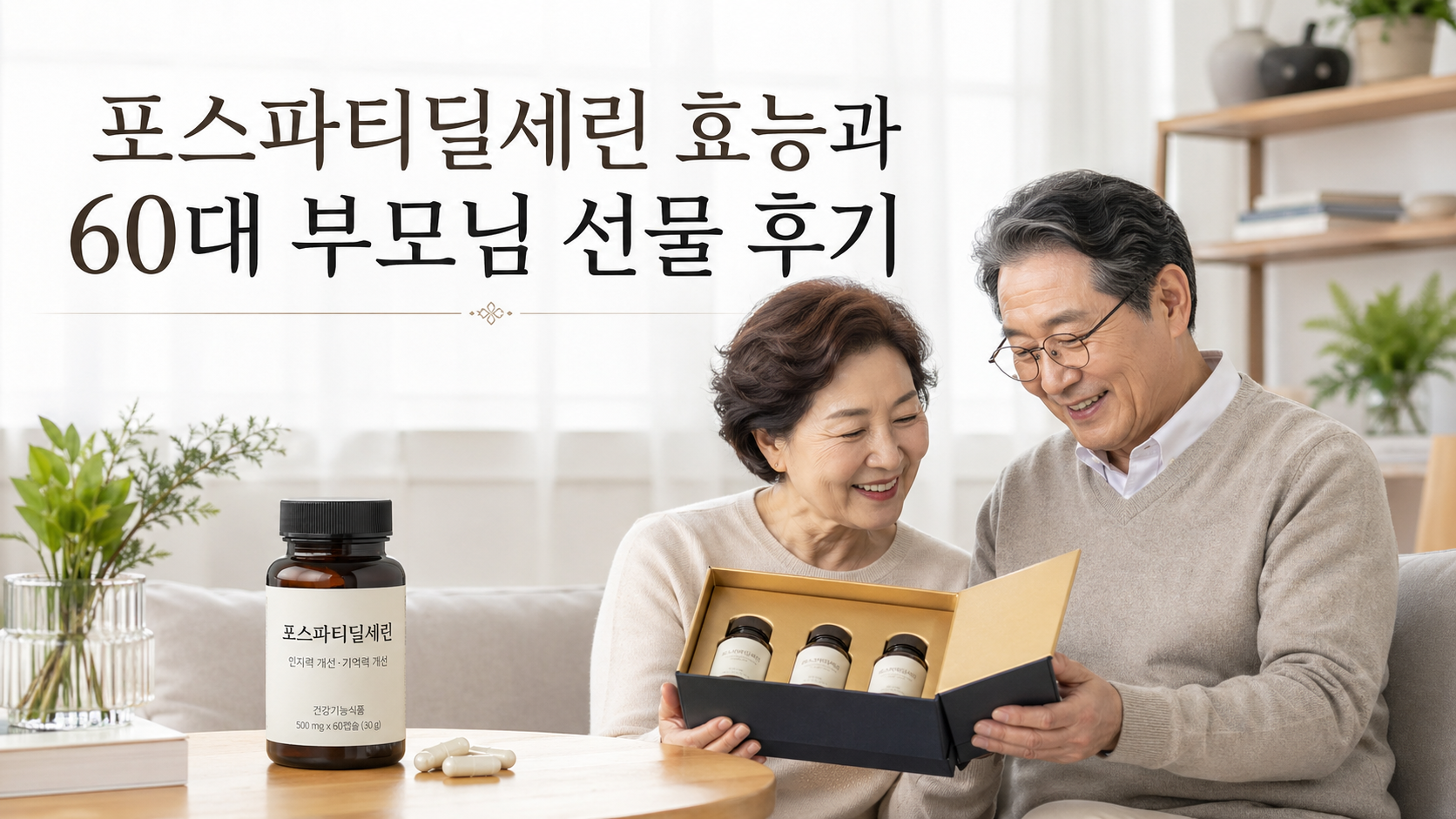 포스파티딜세린 효능과 60대 부모님 선물 후기를 소개하는 한국인 부모님 건강기능식품 이미지