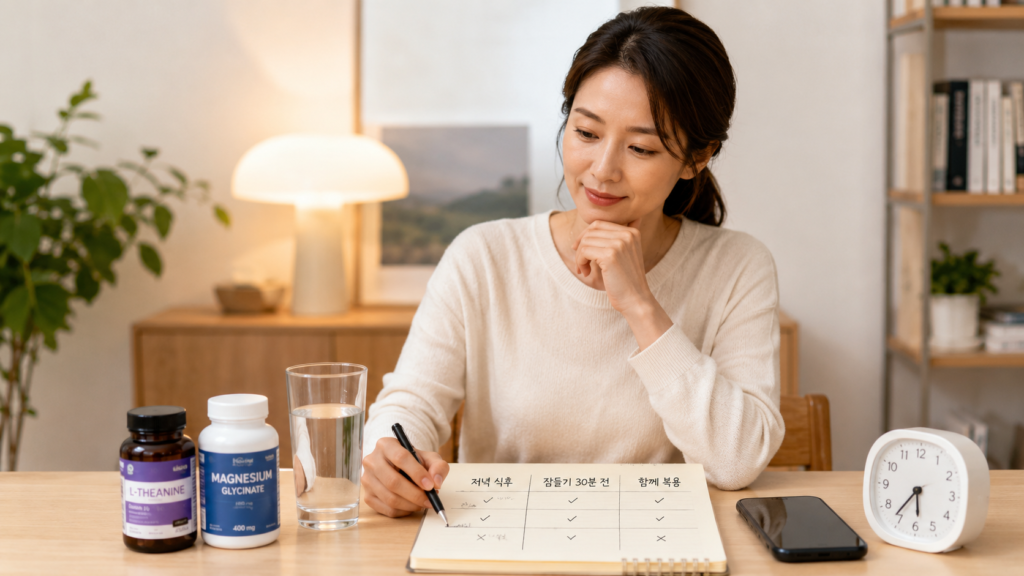 테아닌과 마그네슘 같이 먹어도 될까? 자기 전 함께 먹는 방법까지 정리 3 테아닌과 마그네슘 복용 시간과 조합을 비교하는 한국인 성인
