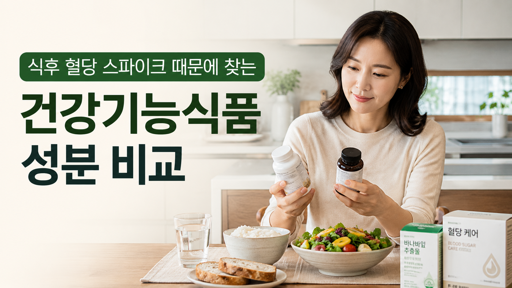 식후 혈당 스파이크 관리용 건강기능식품 성분 비교 이미지
