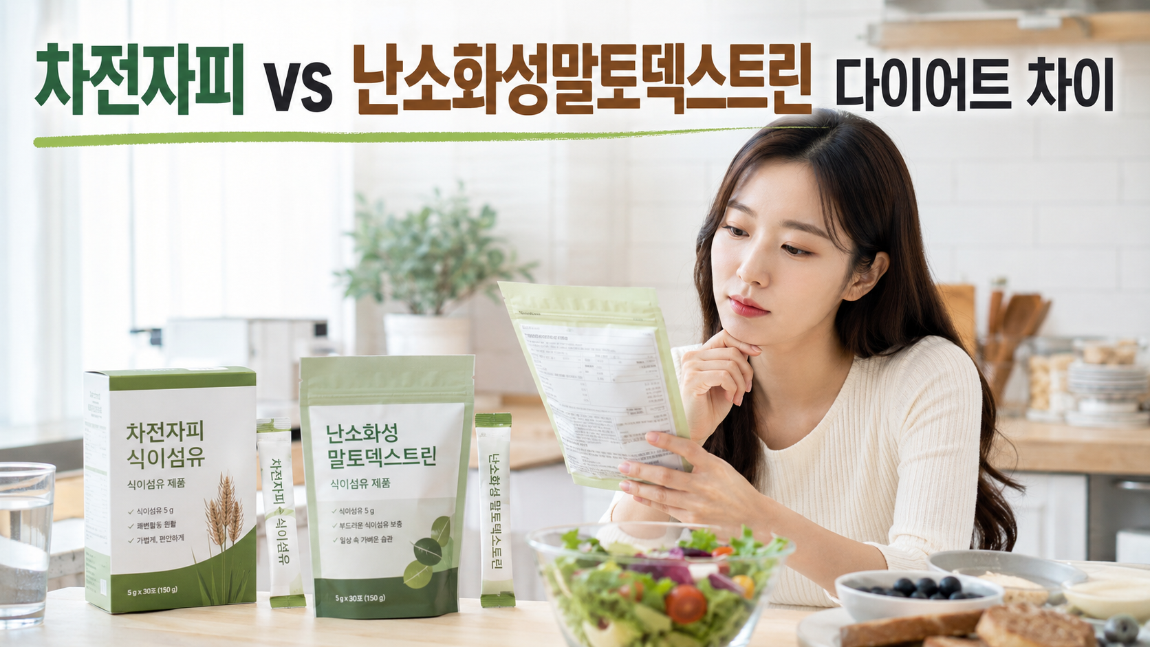 차전자피와 난소화성말토덱스트린 다이어트 차이를 비교하는 한국인 여성
