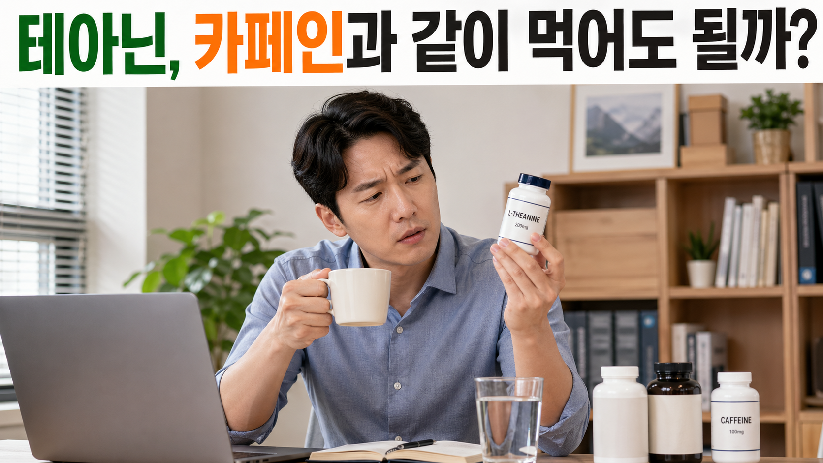 테아닌 영양제와 커피를 함께 먹어도 되는지 고민하는 한국인 직장인 썸네일