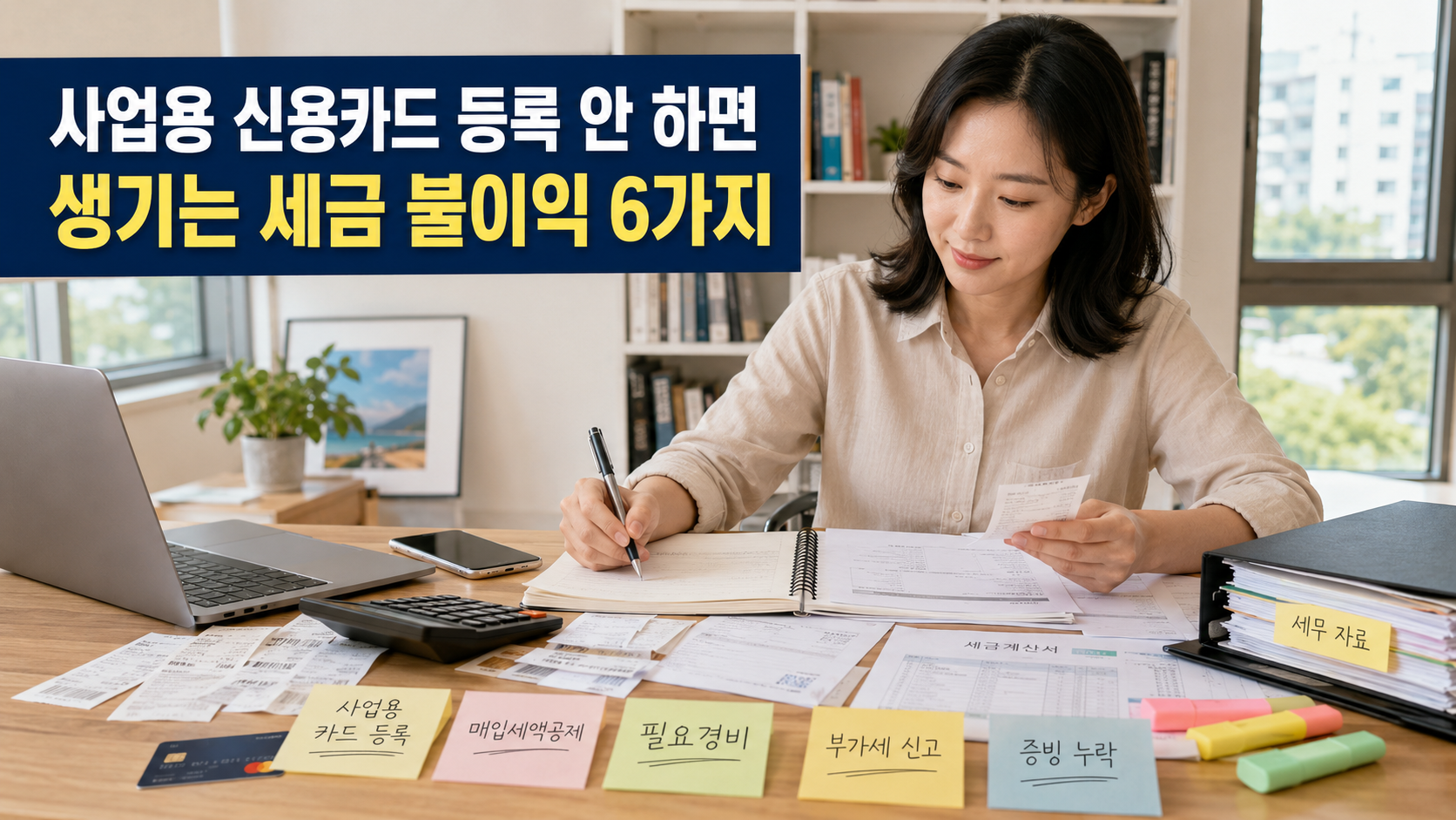 사업용 신용카드 등록 안 하면 생기는 세금 불이익 6가지를 설명하는 개인사업자 세무 관리 썸네일 이미지
