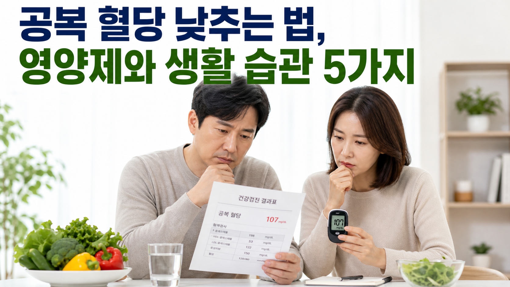 공복 혈당 관리와 영양제 생활 습관을 고민하는 한국인 남녀 썸네일