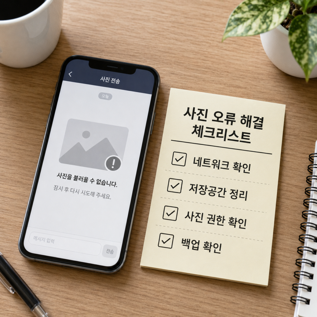 카카오톡 채팅방 사진 오류를 해결하기 위한 체크리스트 이미지