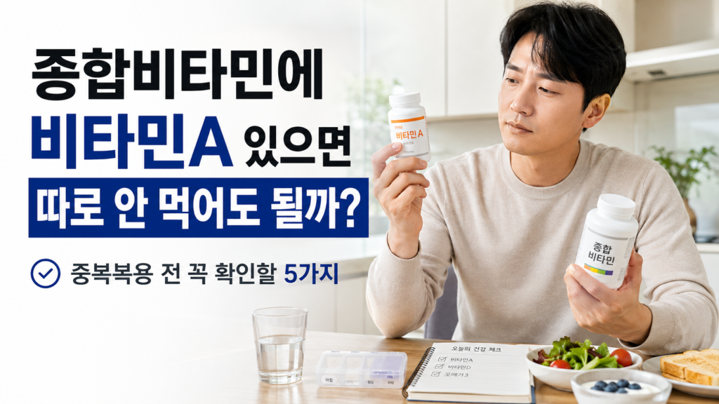 종합비타민에 비타민A가 들어 있을 때 별도 복용이 필요한지 고민하는 한국인 성인