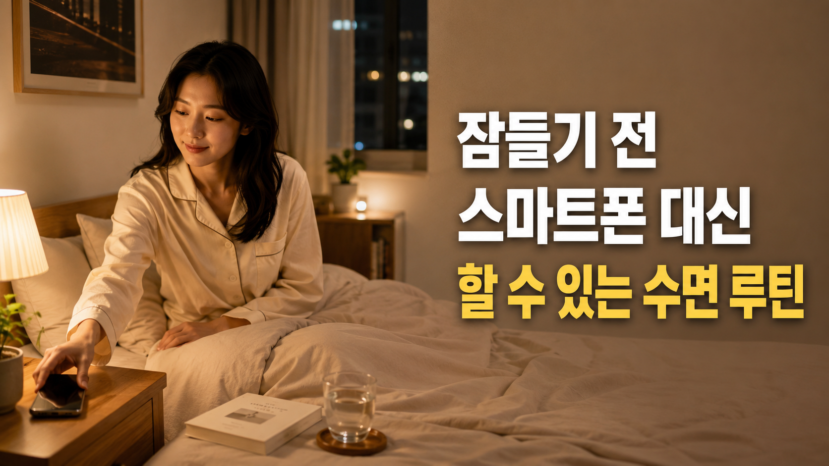 잠들기 전 스마트폰 대신 할 수 있는 수면 루틴을 소개하는 수면 건강 블로그 썸네일