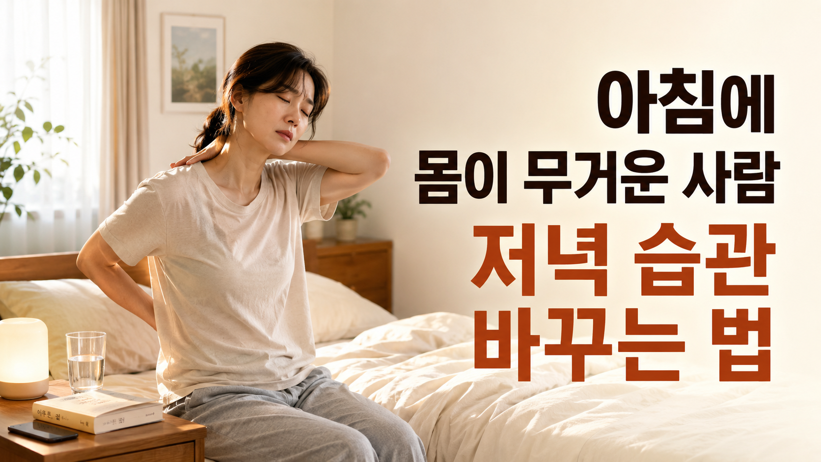 아침에 몸이 무거운 사람을 위한 저녁 습관 바꾸는 법을 소개하는 수면 건강 블로그 썸네일
