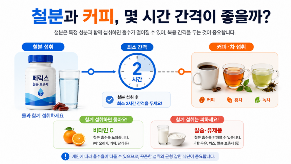 철분 흡수를 돕는 비타민 C 식품과 함께 피할 커피 차 칼슘 비교