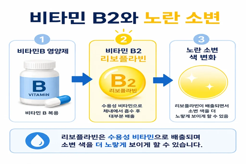 비타민 B2 리보플라빈과 노란 소변 색 변화